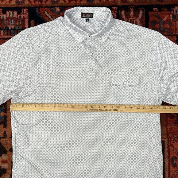 Rafter C Pearl Snap Geometric Print Golf Polo Shirt Mens XL Oversized - Picture 4 of 8